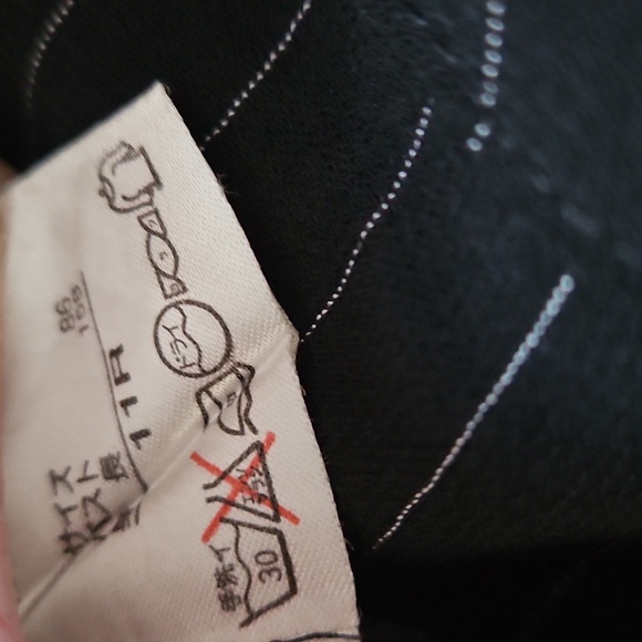 Vintage Black Pinstripe Half Button Up Cropped Length Top, Sz 11 - Picture 6 of 6